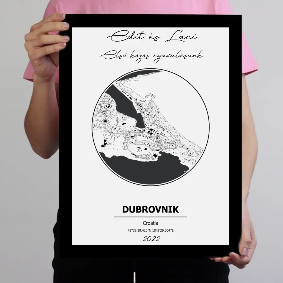 Emlékőrző várostérképes falikép