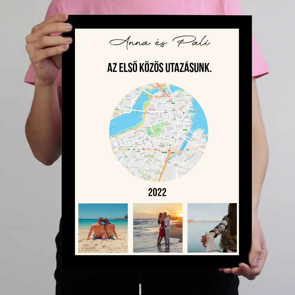 Közös utazás falikép térképpel 3 képpel