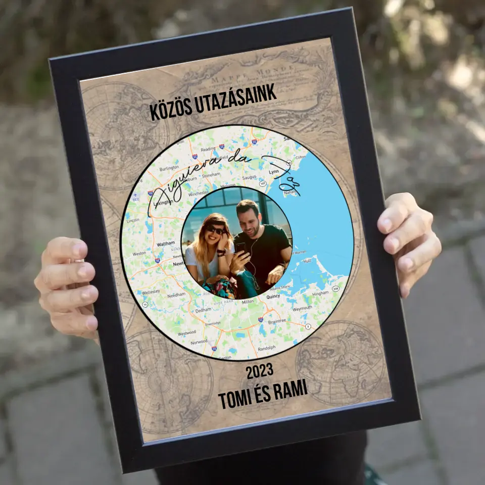 Közös utazásaink emlék falikép várostérképpel