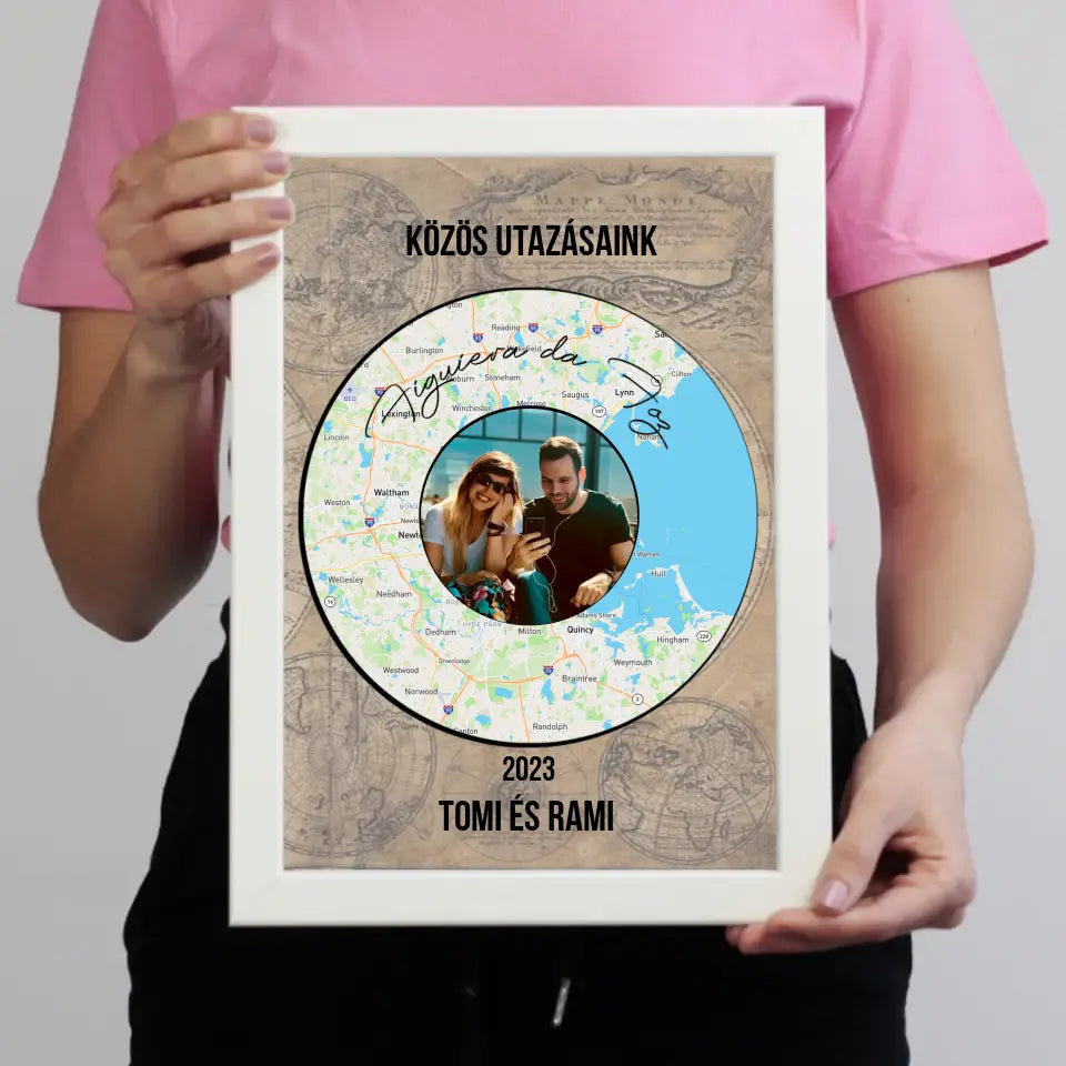 Közös utazásaink emlék falikép várostérképpel