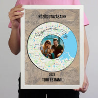 Közös utazásaink emlék falikép várostérképpel
