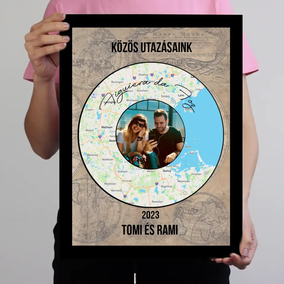 Közös utazásaink emlék falikép várostérképpel