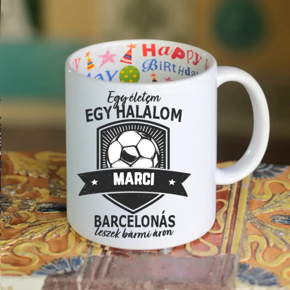 Egyedi neves FC Barcelona ajándék bögre