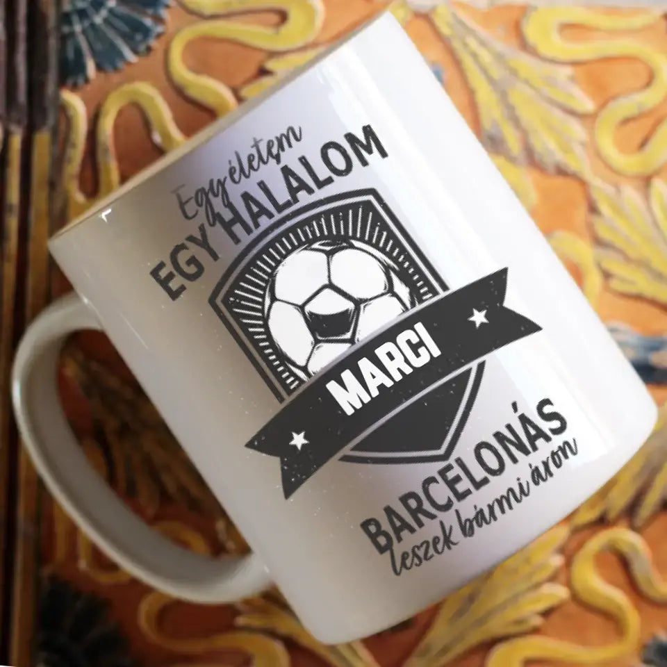 Egyedi neves FC Barcelona ajándék bögre