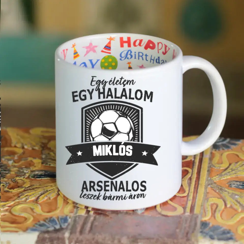 Egyedi neves Arsenal FC ajándék bögre