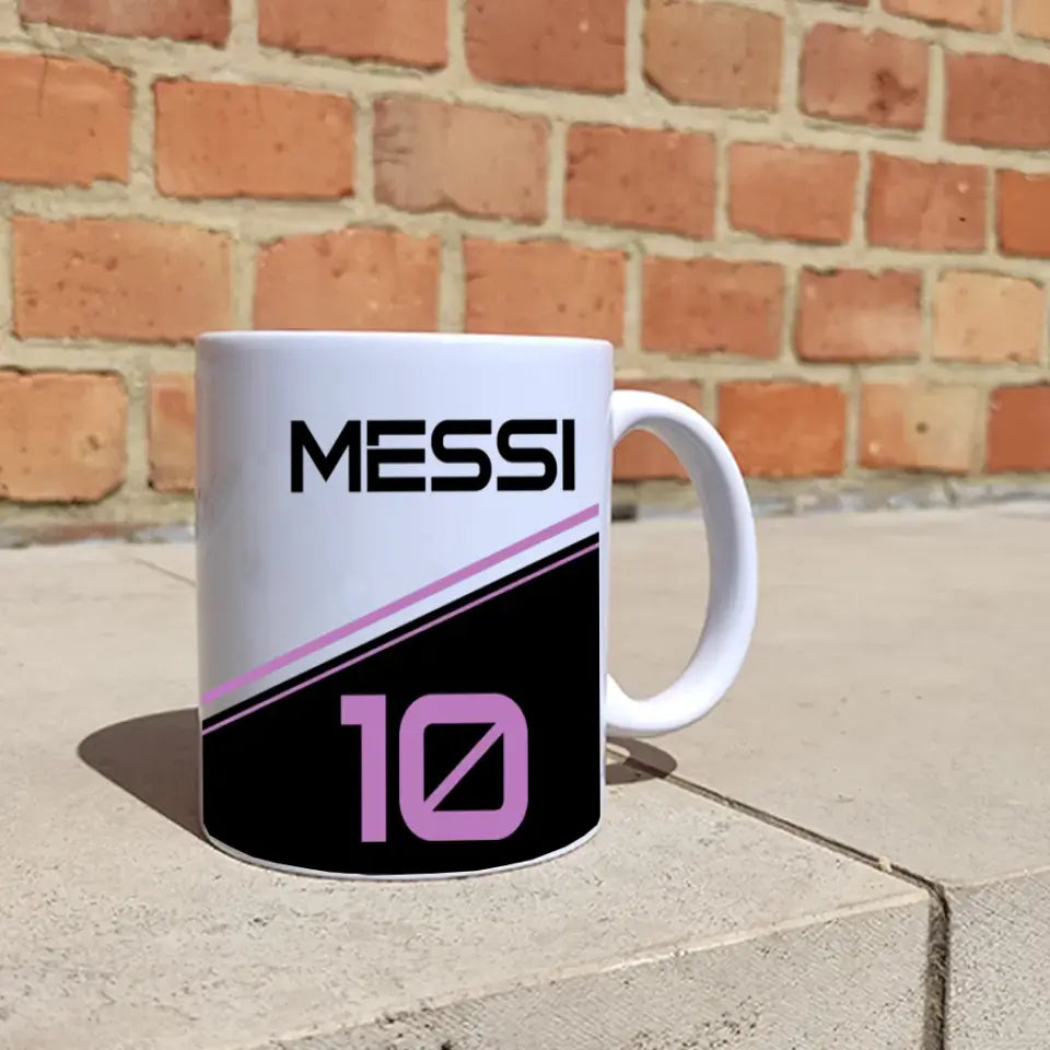 Egyedi Messi Miami mintás bögre névvel 