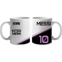 Egyedi Messi Miami mintás bögre névvel 