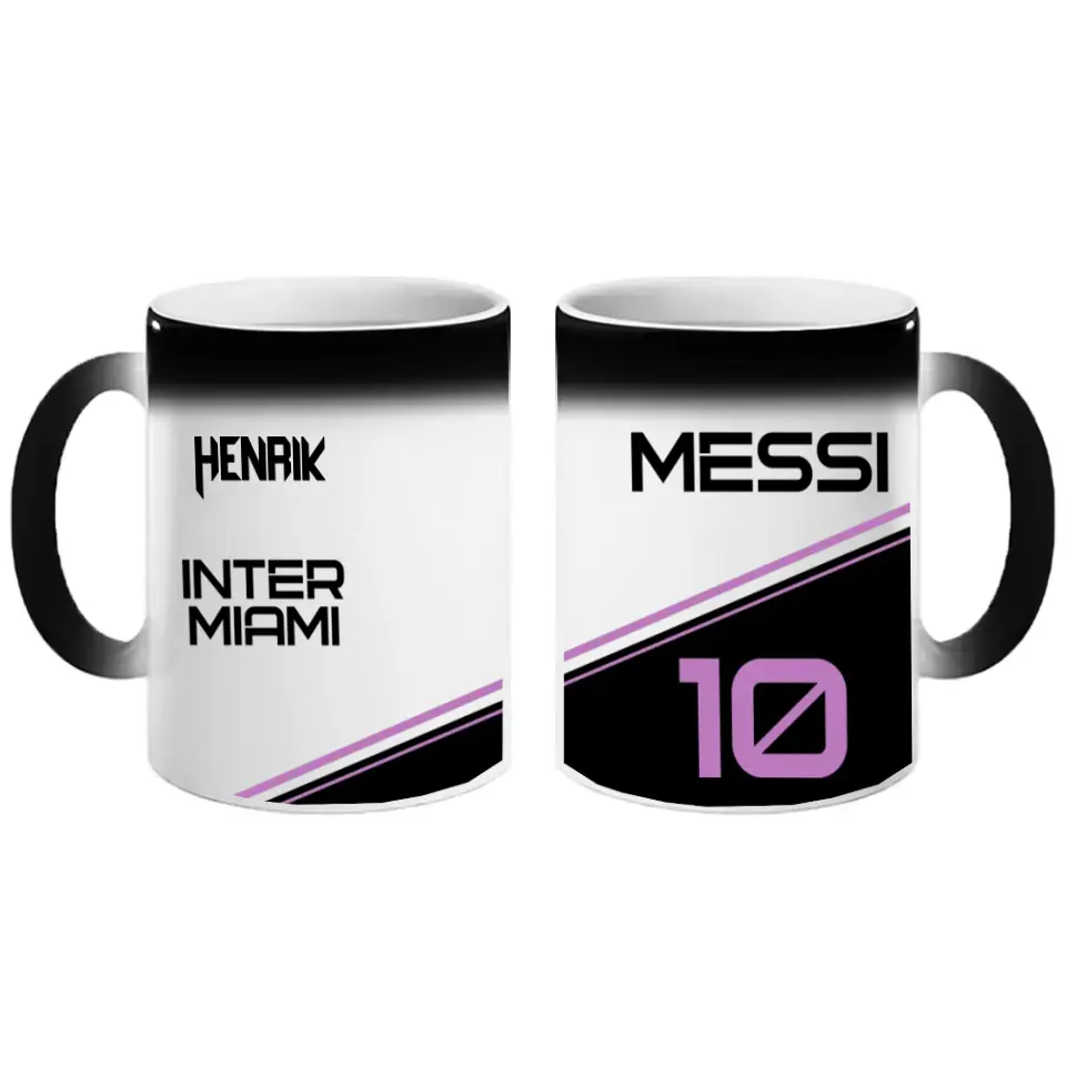 Egyedi Messi Miami mintás bögre névvel