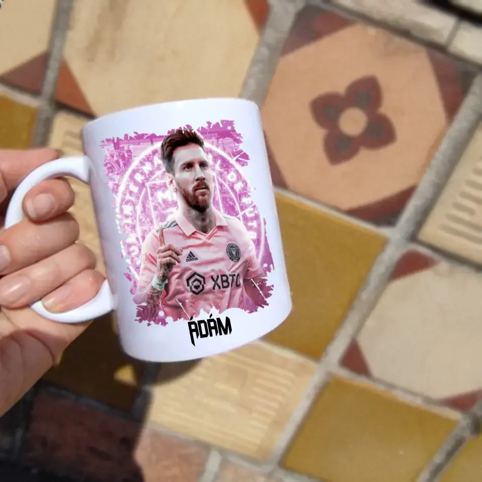 Messi Miami mintás bögre névvel