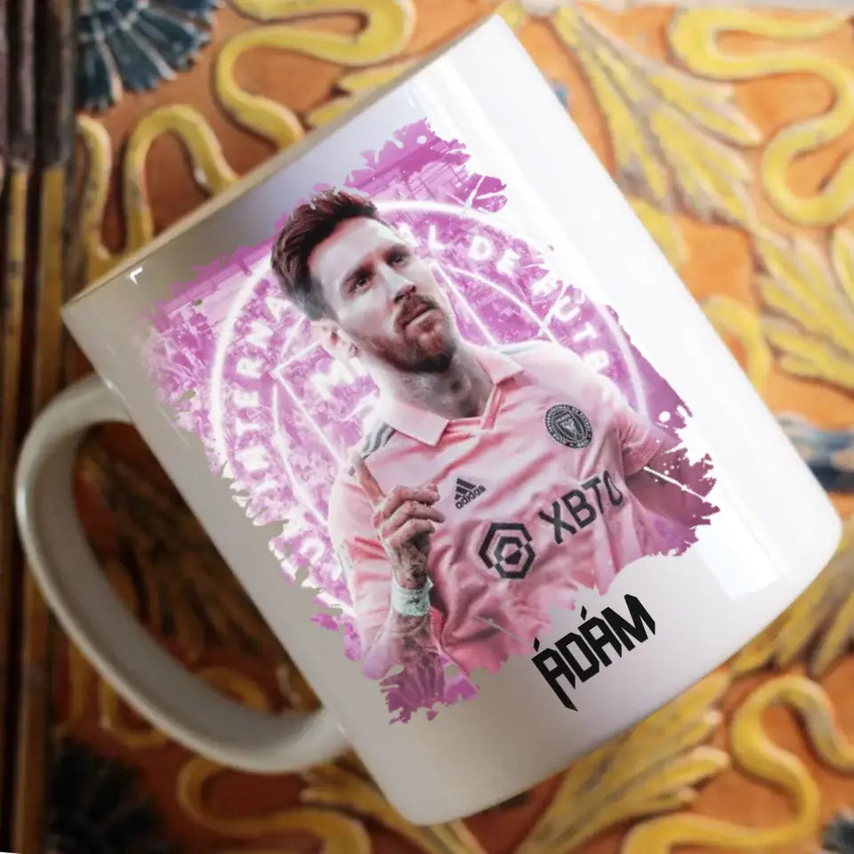 Messi Miami mintás bögre névvel