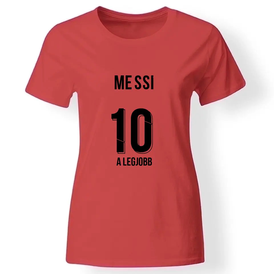 Messi Miami mez kinézetű póló nőknek piros