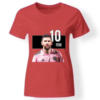 Egyedi Messi Miami póló nőknek piros