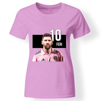 Egyedi Messi Miami póló nőknek rózsaszín