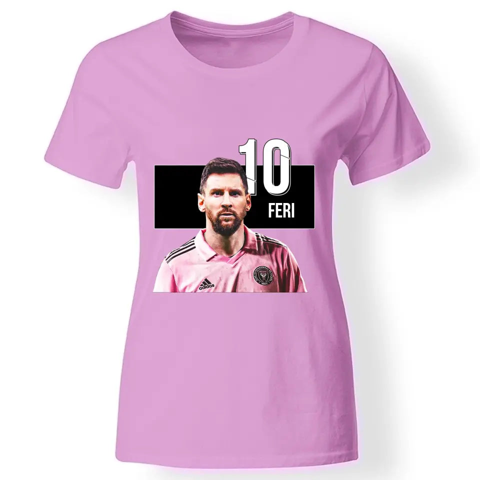 Egyedi Messi Miami póló nőknek rózsaszín