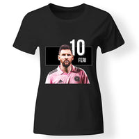 Egyedi Messi Miami póló nőknek fekete