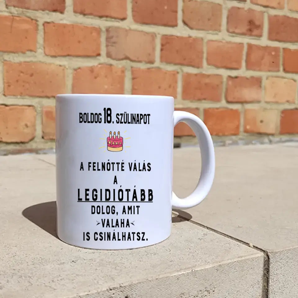 Felnőtté válás 18. szülinapi bögre 