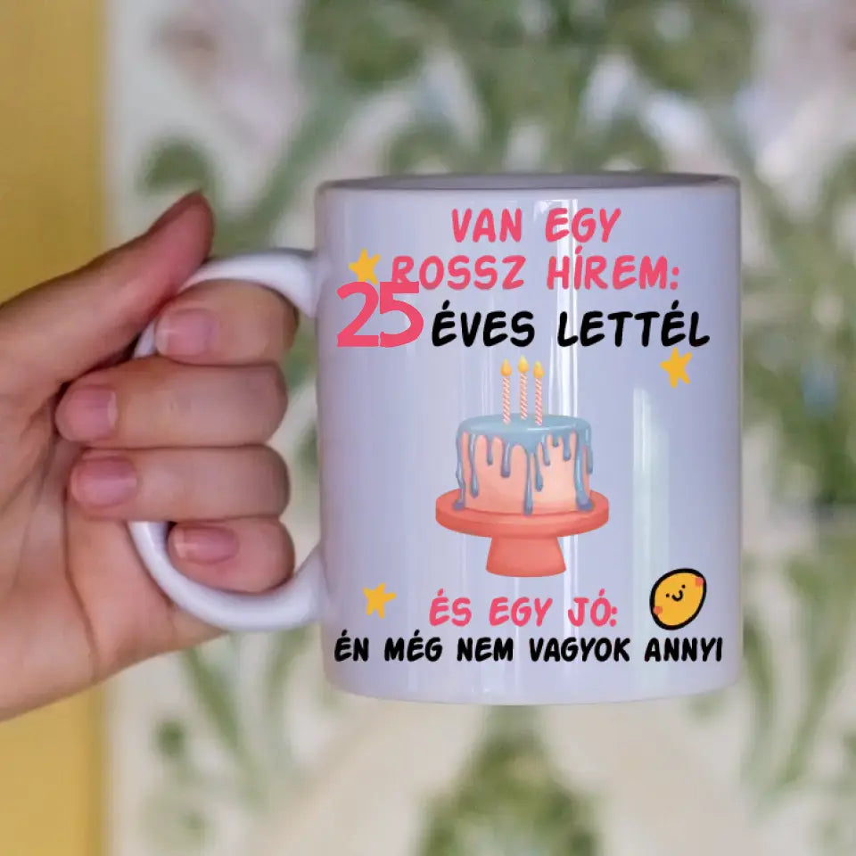 Van egy jó és egy rossz hírem szerkeszthető vicces szülinapi bögre