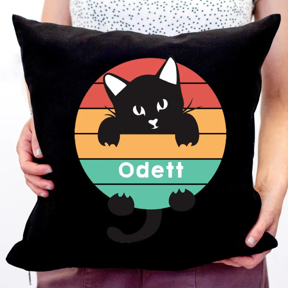 Street Art macskás párna egyedi névvel