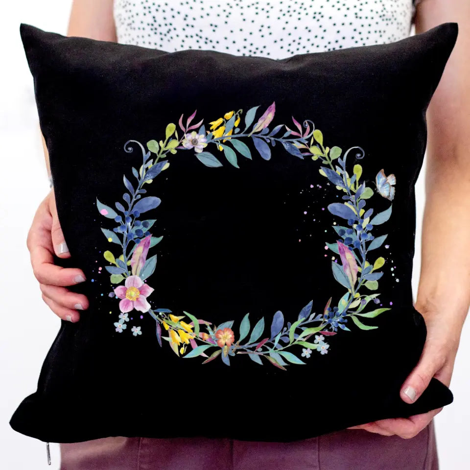 Tavaszi virágos párna egyedi névvel