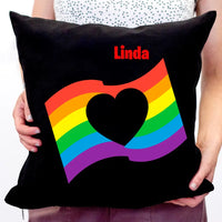 Pride szív szivárványos párna névvel