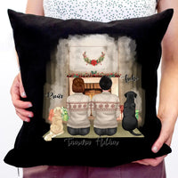 Kutyás karácsonyi párna pároknak két kutyával