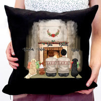 Kutyás karácsonyi párna pároknak három kutyával