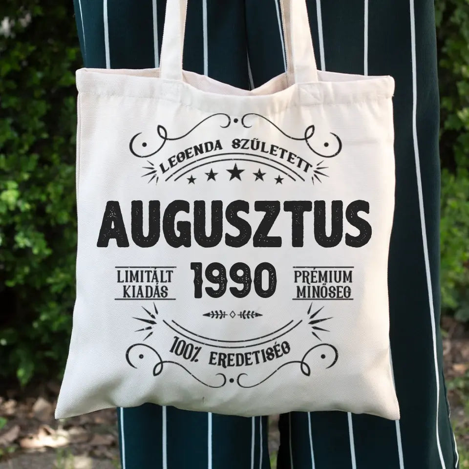 Legenda született egyedi születésnapi ajándék vászontáska