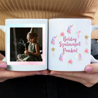 Egyedi neves unikornis szülinapi bögre lányoknak