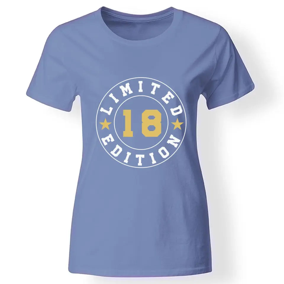 Limited 18. szülinapi póló nőknek kék
