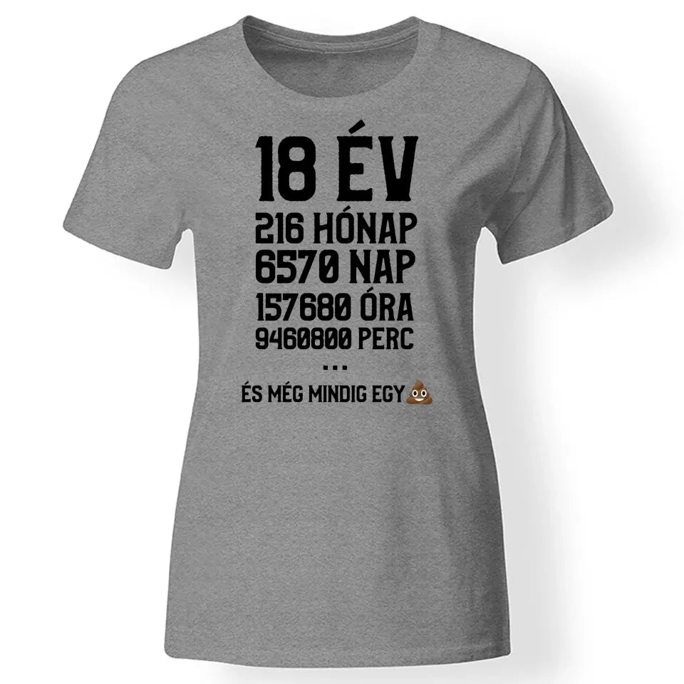 Vicces 18. szülinapi póló nőknek szürke