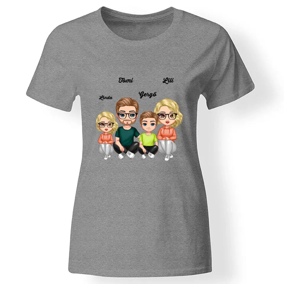 Cukifejű család női póló több gyerekkel