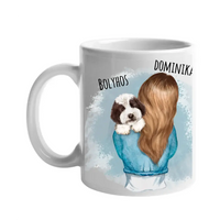 Egyedi bögre vállon ülő kutyákkal