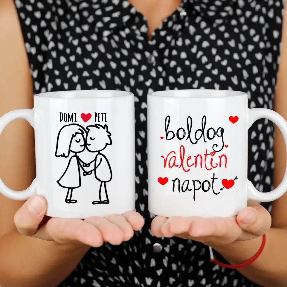 Valentin napi figurás bögre