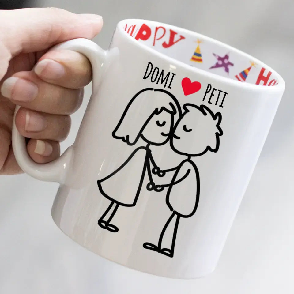 Valentin napi figurás bögre