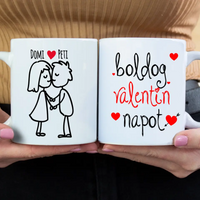 Valentin napi figurás bögre