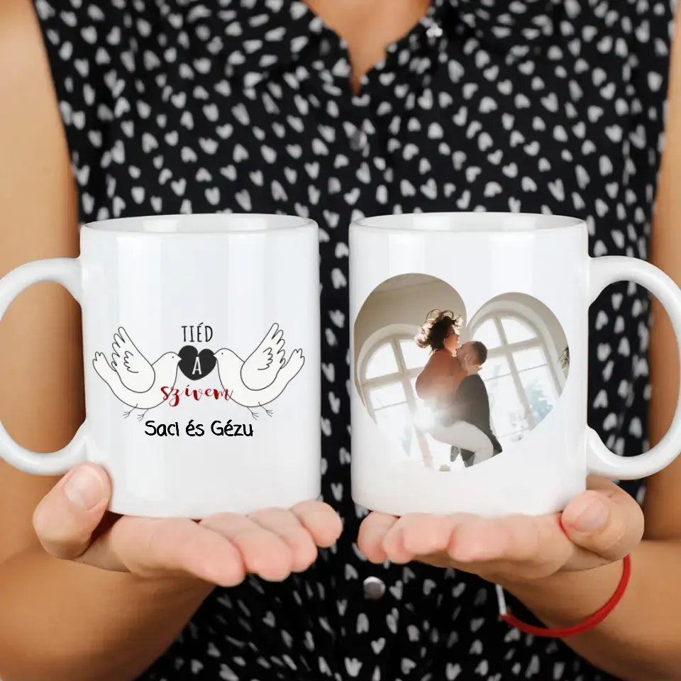 Egyedi fényképes és feliratos valentin napi bögre