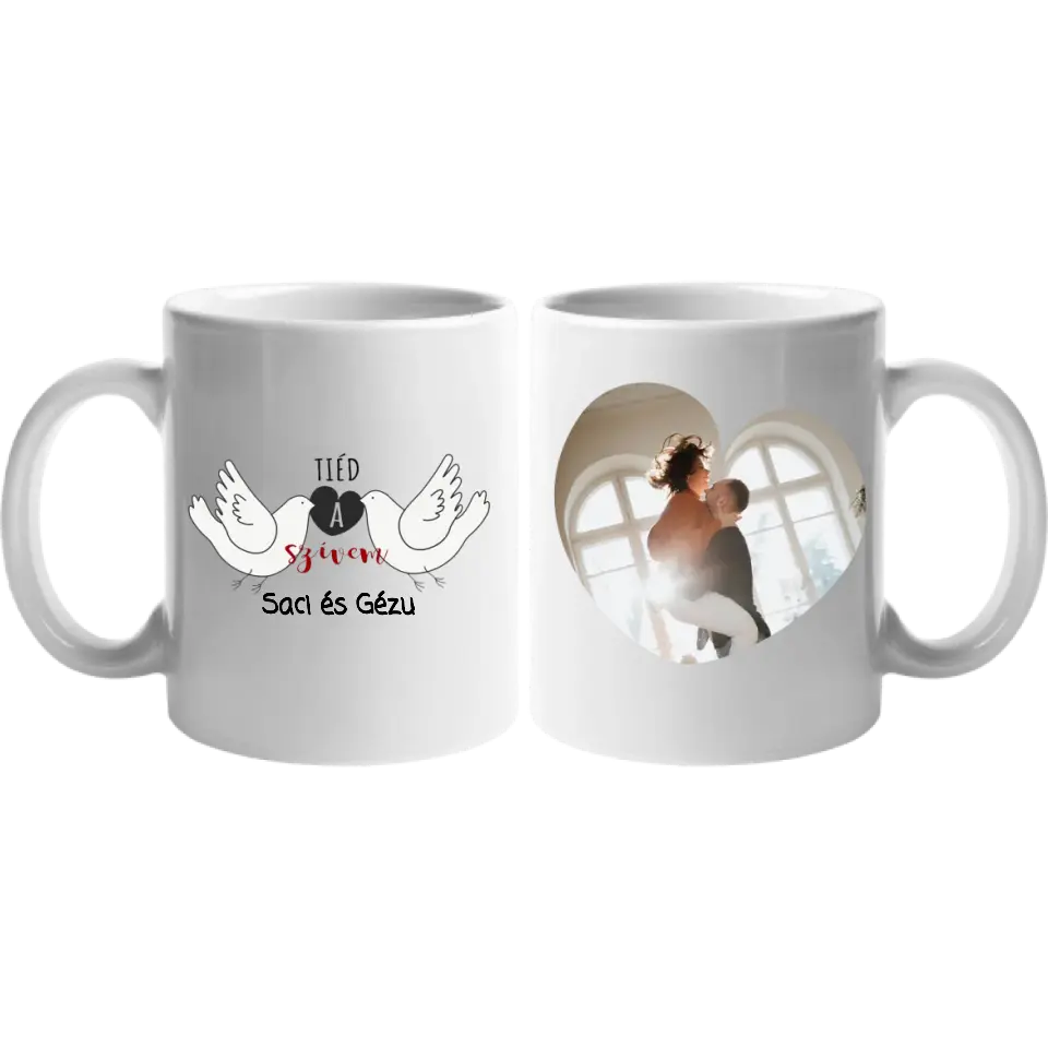 Egyedi fényképes és feliratos valentin napi bögre