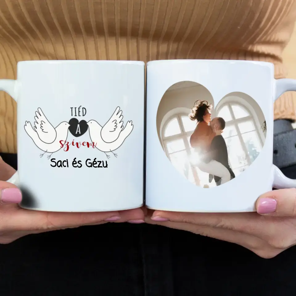 Egyedi fényképes és feliratos valentin napi bögre