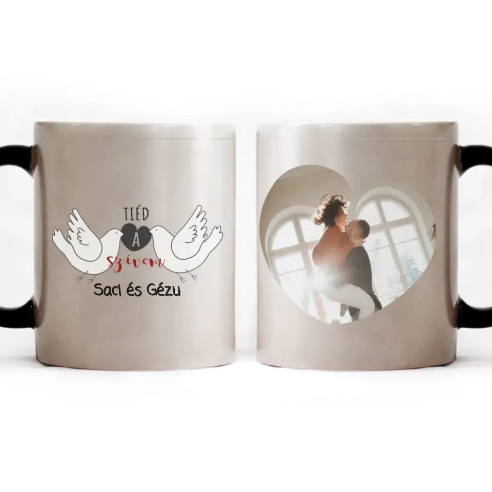 Egyedi fényképes és feliratos valentin napi bögre