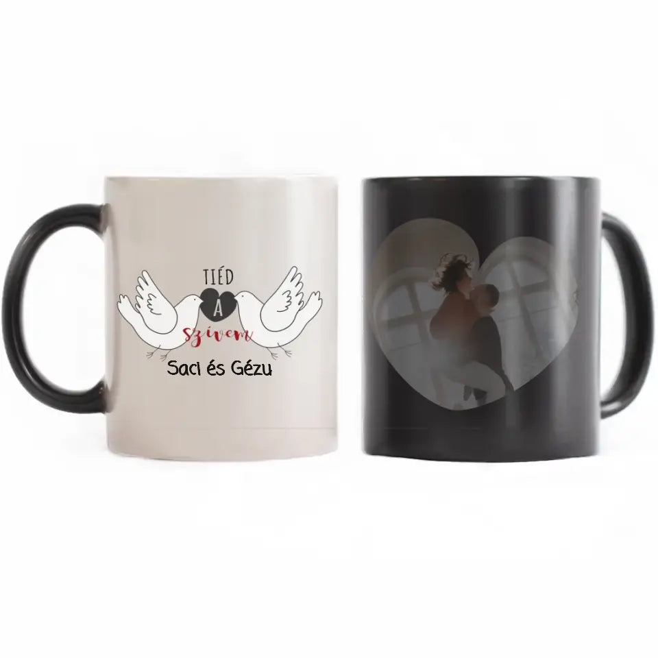 Egyedi fényképes és feliratos valentin napi bögre