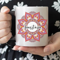 Mandalás egyedi neves bögre