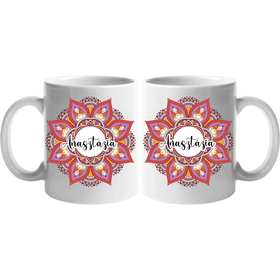 Mandalás egyedi neves bögre