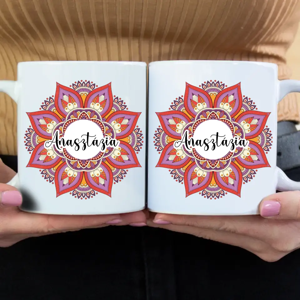 Mandalás egyedi neves bögre