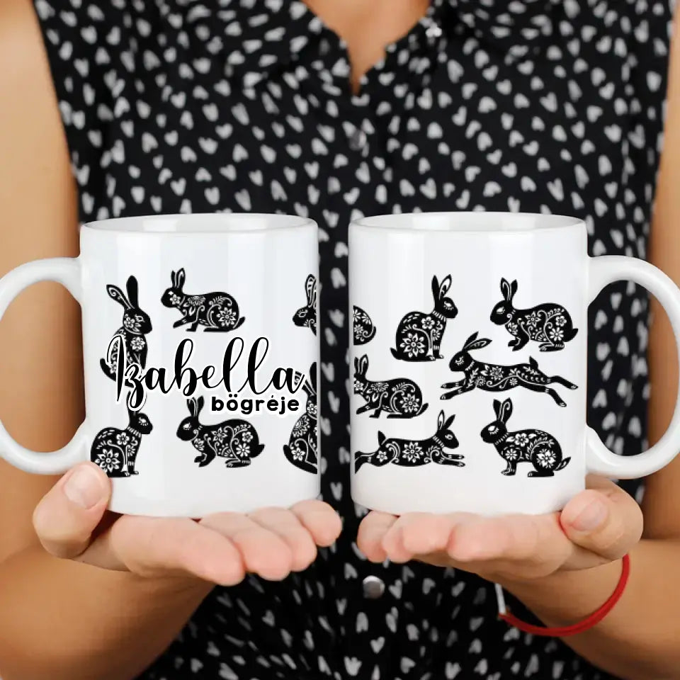 Húsvéti Nyuszis ajándék bögre egyedi névvel