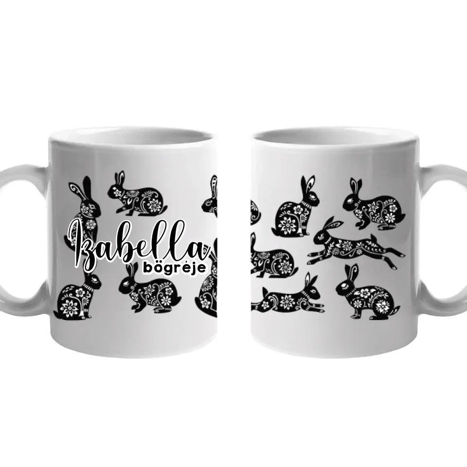 Húsvéti Nyuszis ajándék bögre egyedi névvel