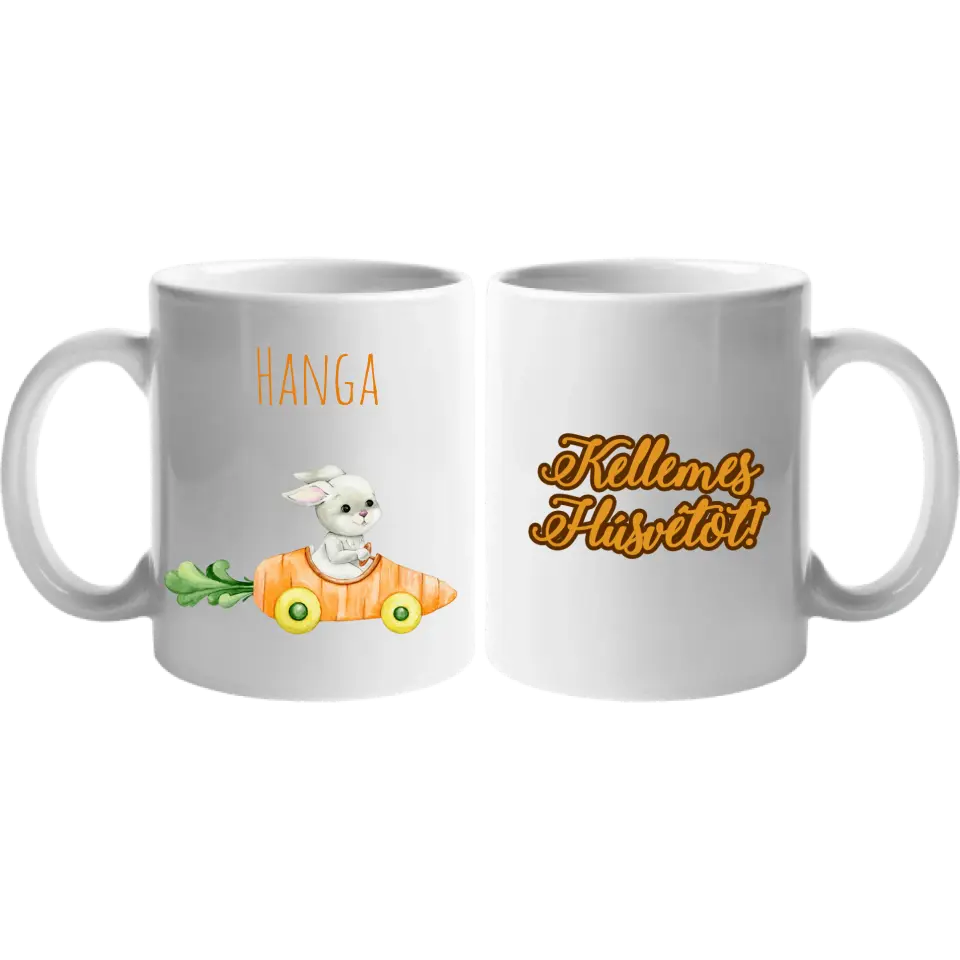 Húsvéti egyedi neves nyuszis ajándék bögre felirattal