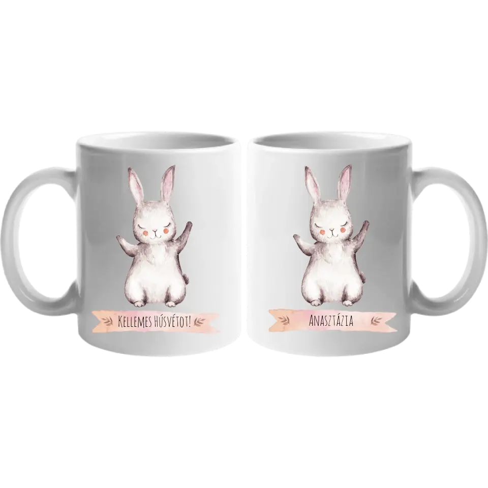 Húsvéti egyedi neves nyuszis ajándék bögre