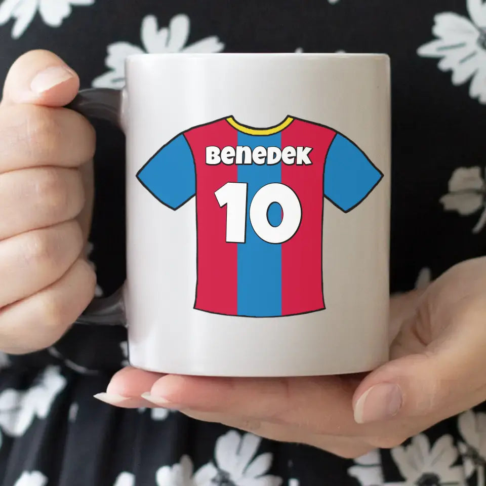 Foci mezes bögre egyedi névvel és számmal