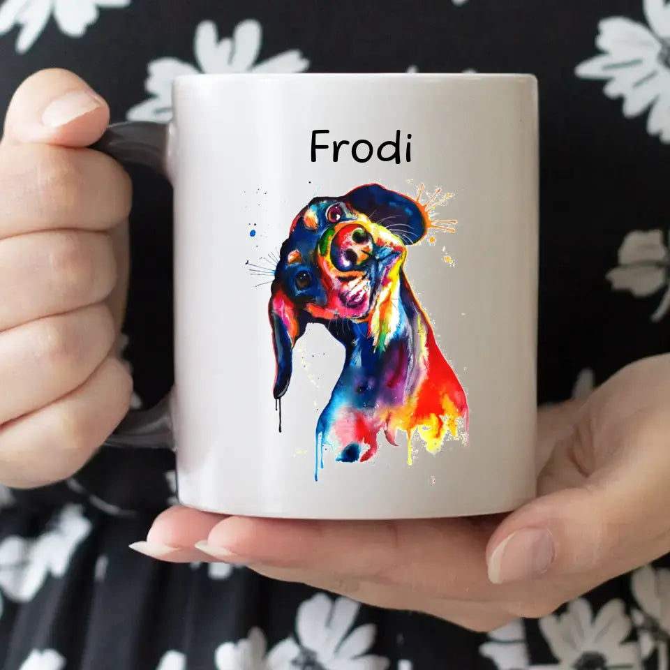 Akvarell hatású kutyás bögre