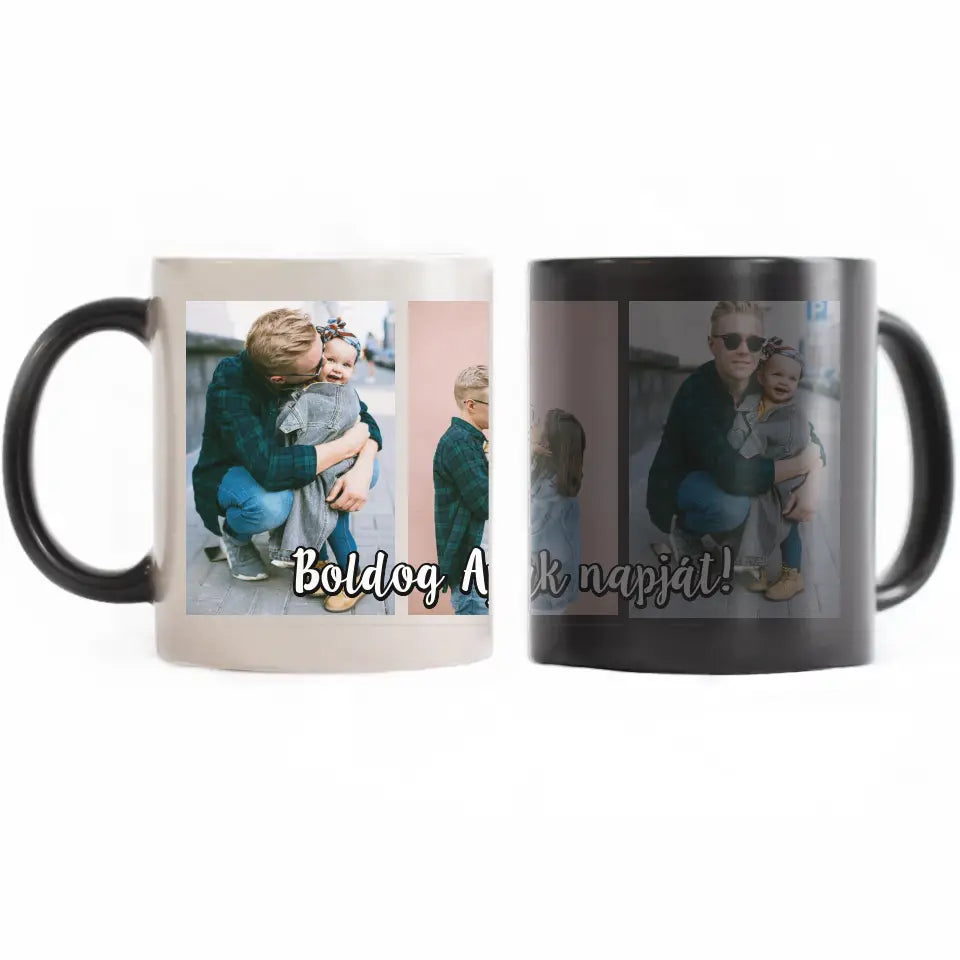 Apák Napi Fényképes ajándék bögre 3 képpel